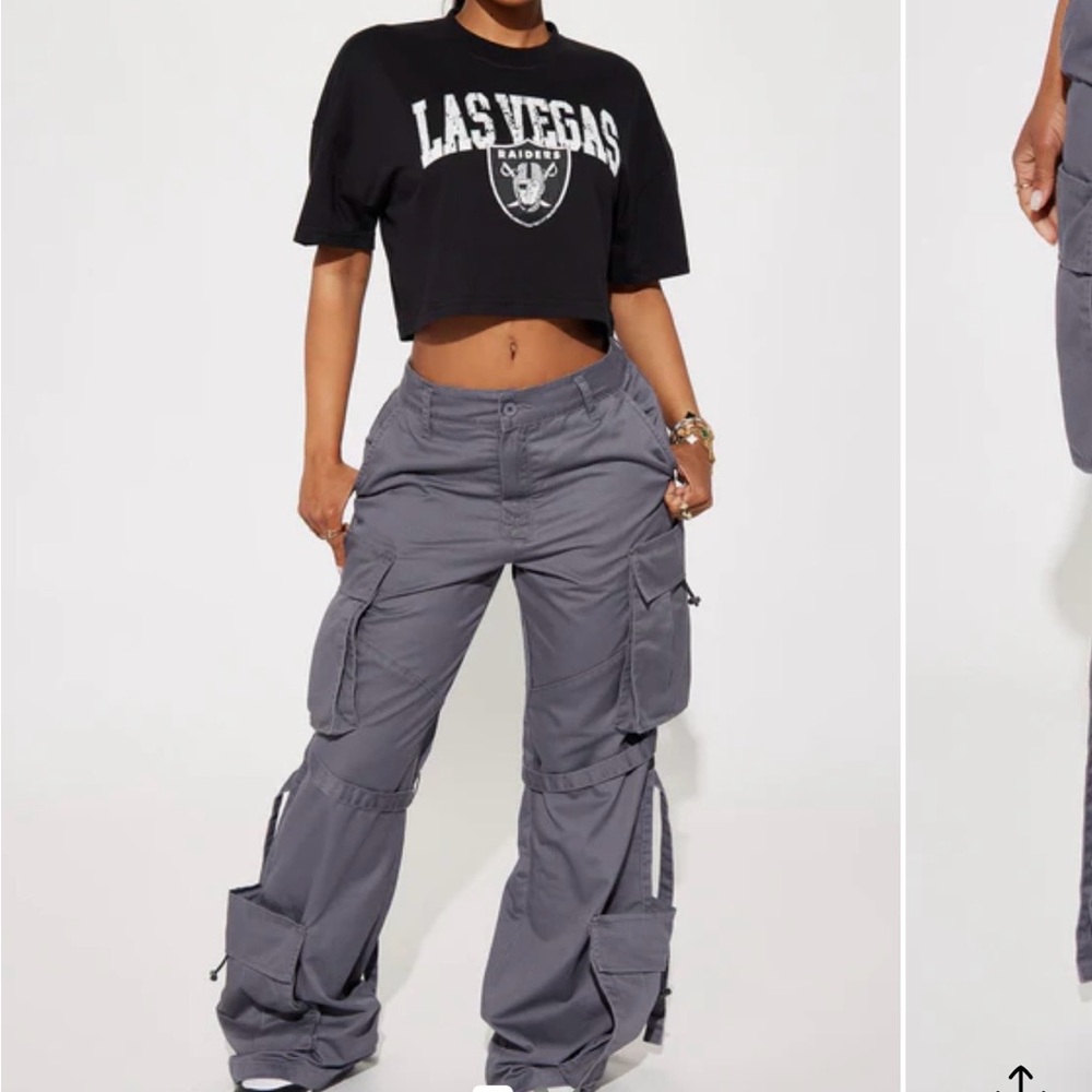 Women’s Gray Cargo Pants - Picture 2 of 8